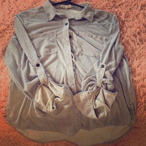 striped button up top